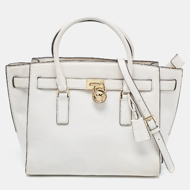 White Leather Hamilton East West Tote