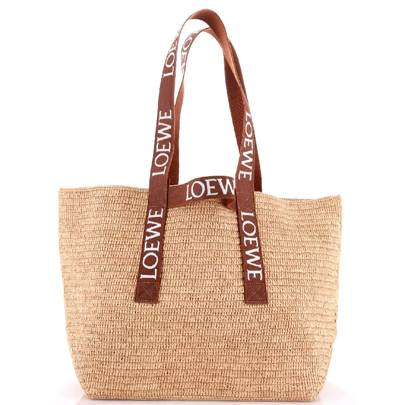 Fold Logo Strap Tote Raffia Large