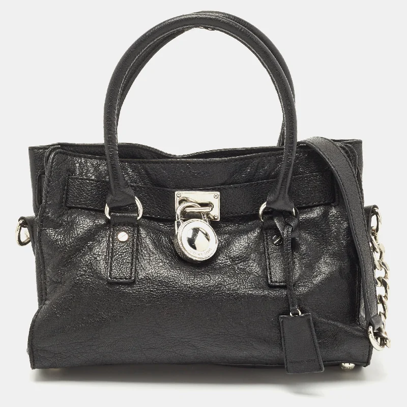 Black Leather East West Hamilton Tote