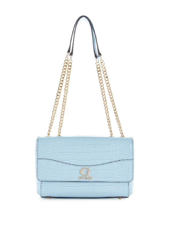 Blue Nell Croco Crossbody Bag