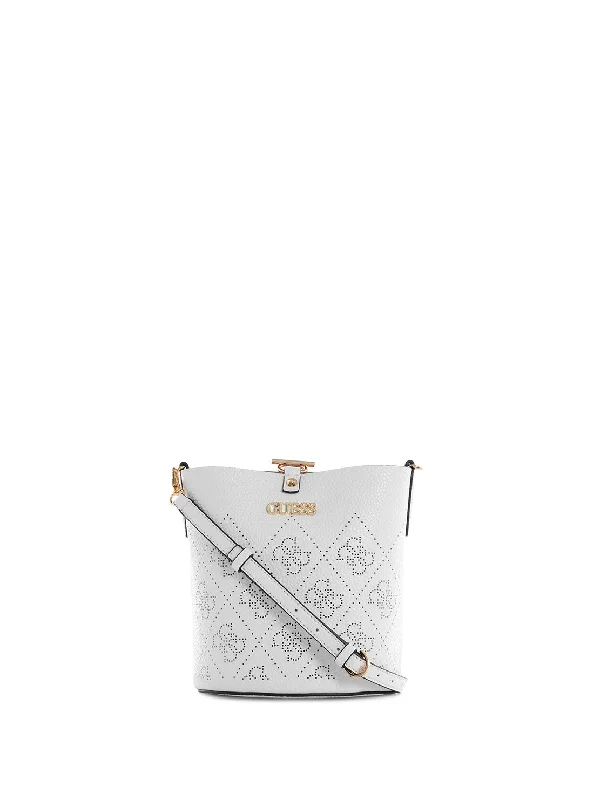 White Amara Crossbody Bucket Bag