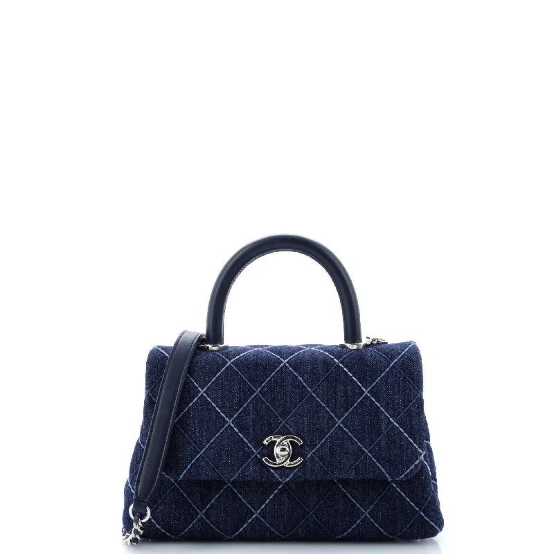 Coco Top Handle Bag Quilted Denim Mini