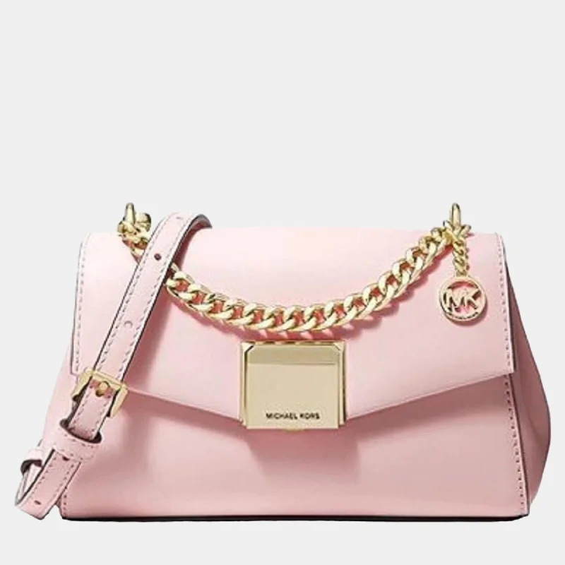 Powder blush leather crossbody