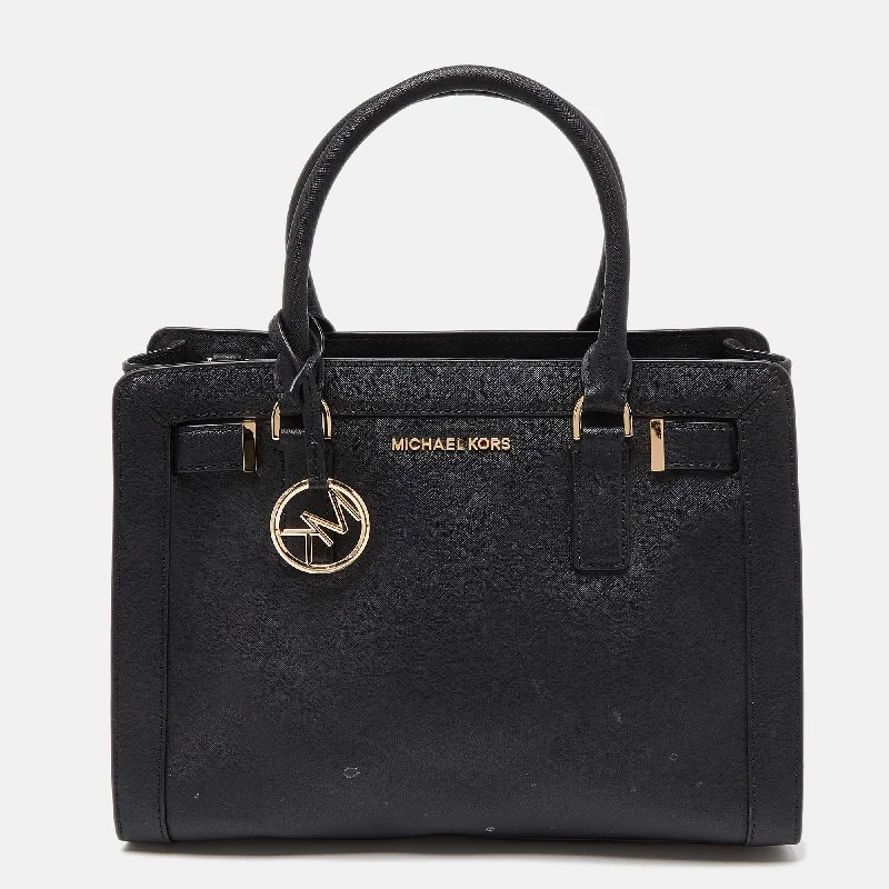 Black Leather Medium East West Dillon Tote