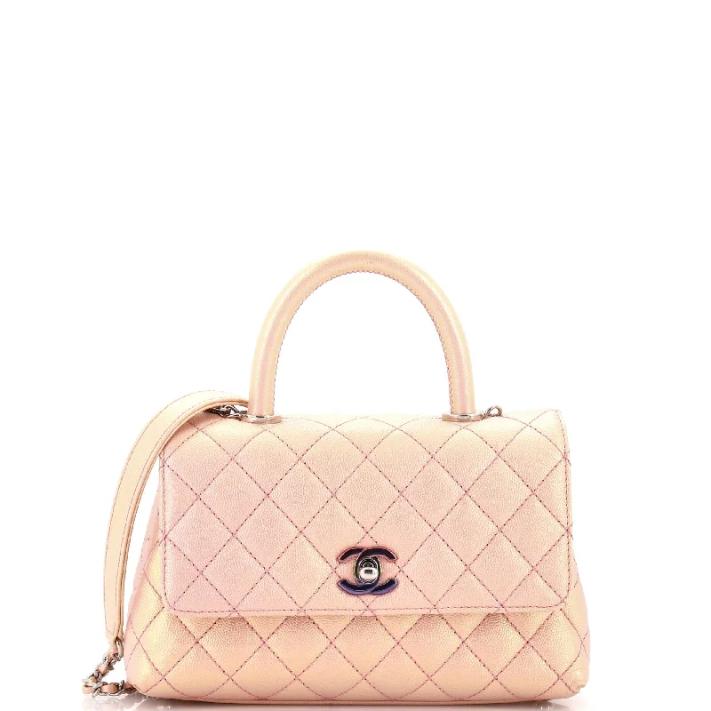 Coco Top Handle Bag Quilted Iridescent Caviar with Gradient Hardware Mini