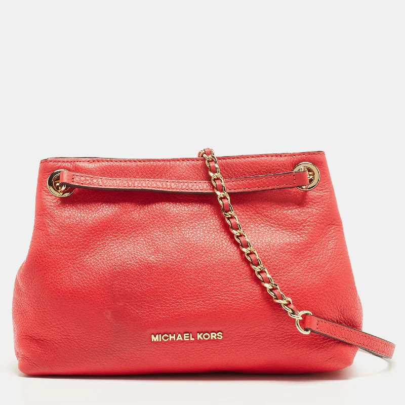 Coral Leather Jet Set Chain Shoulder Bag