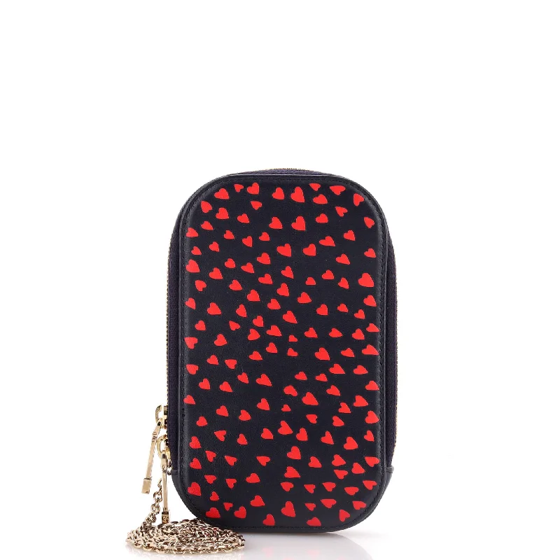 Lady Dior Phone Holder on Chain Printed Leather