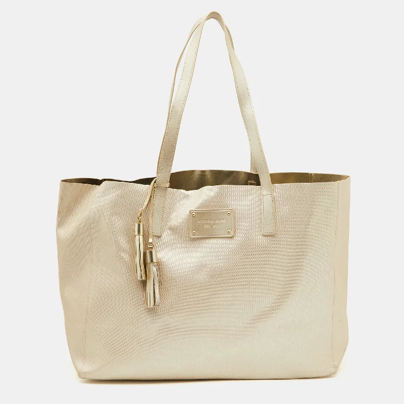 Gold Faux Leather Shopper Tote