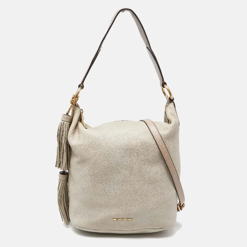 MICHAEL Beige Leather Hobo