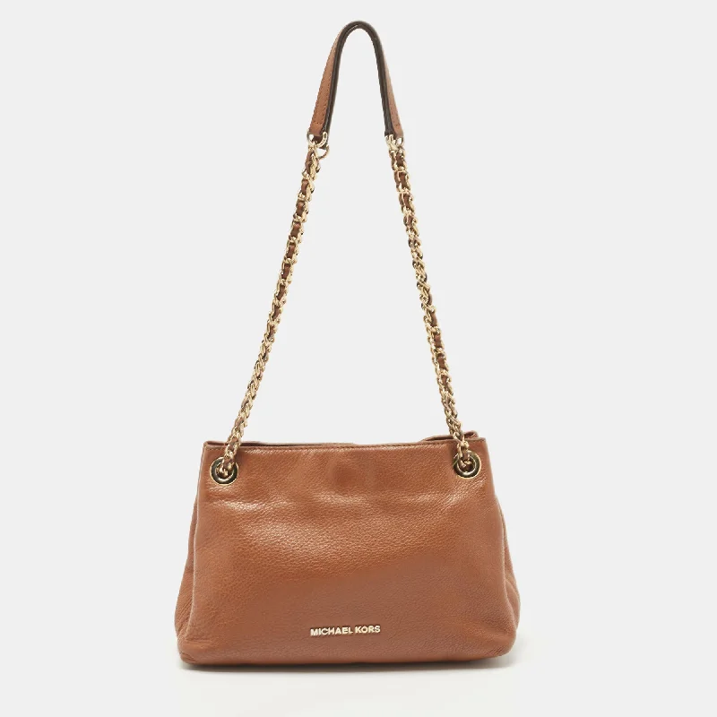 Brown Leather Chain Shoulder Bag