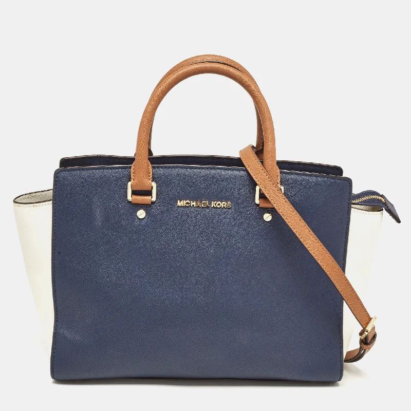 Tri Color Leather Medium Selma Satchel