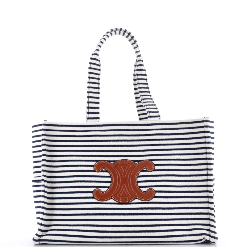 Cabas Thais Tote Triomphe Striped Canvas Large