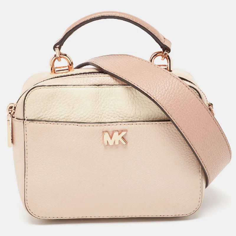 Cream/Pink Leather Mini Mott Crossbody Bag