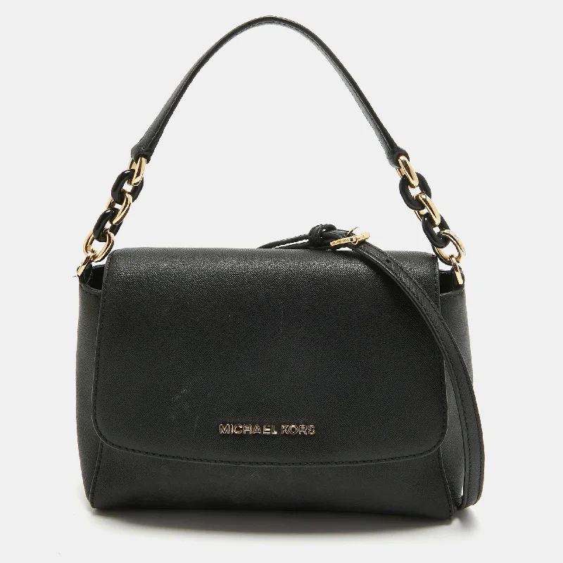 Black Safiano Leather Sofia Top Handle Bag