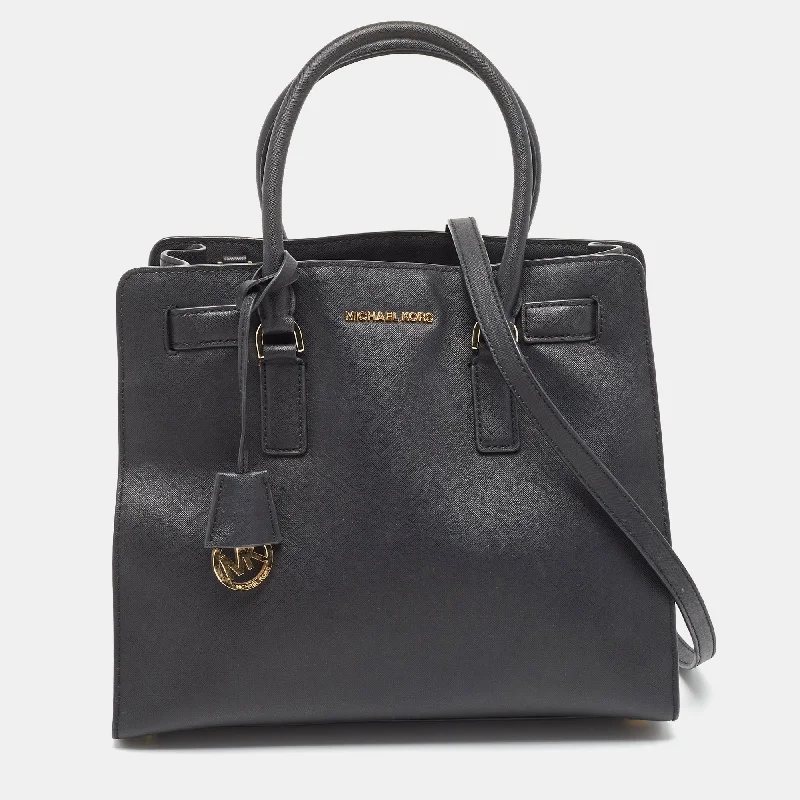 Black Saffiano Leather Dillon North South Tote