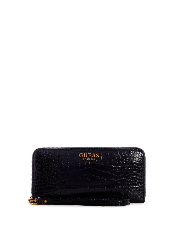 Black Laurel Croco Large Wallet