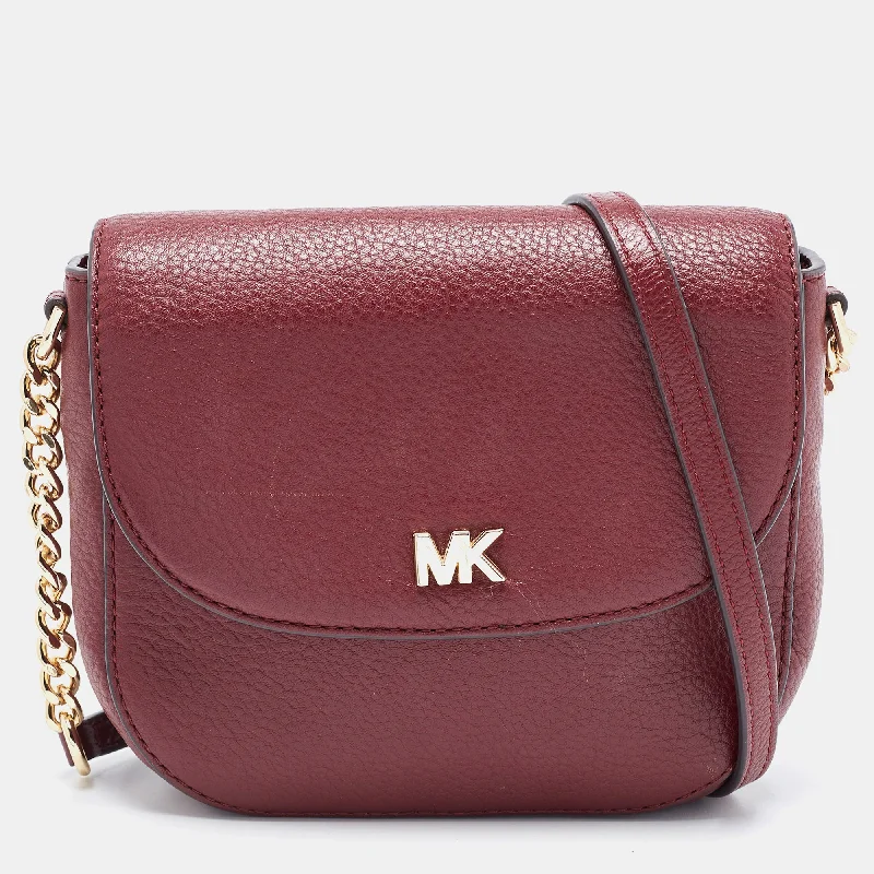 Burgundy Leather Mott Crossbody Bag