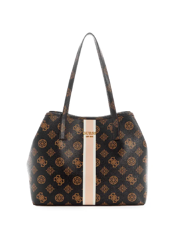 Brown Multi Print Vikky Logo Tote Bag