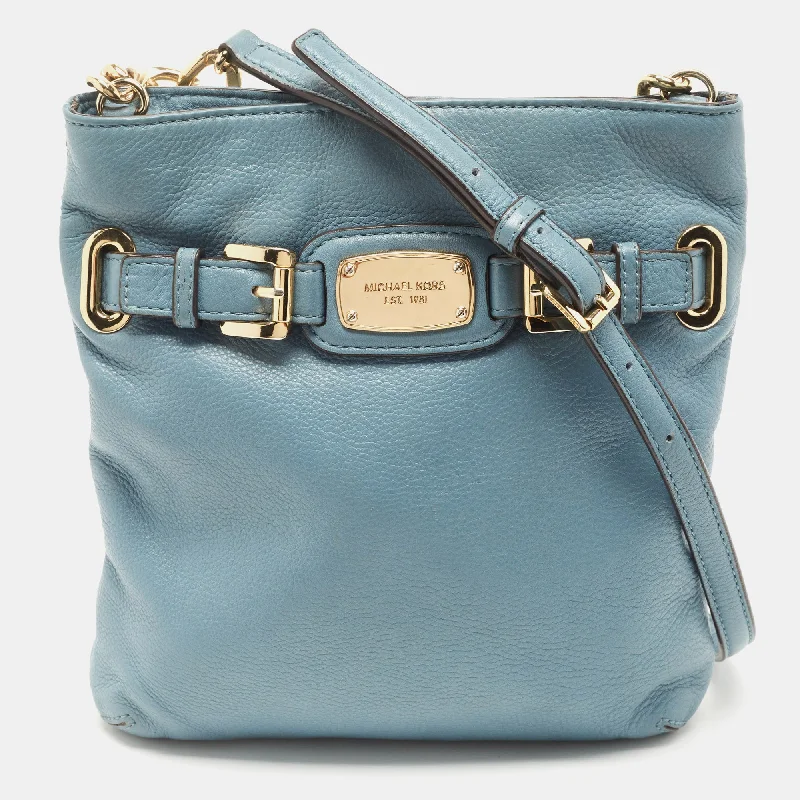 Blue Leather Hamilton Crossbody Bag