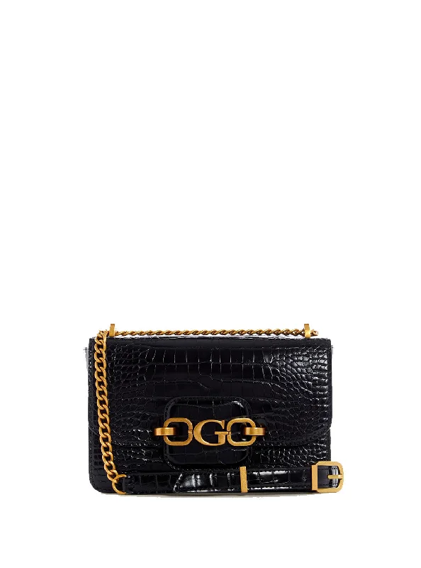 Black Hensely G Croc Convertible Crossbody Bag