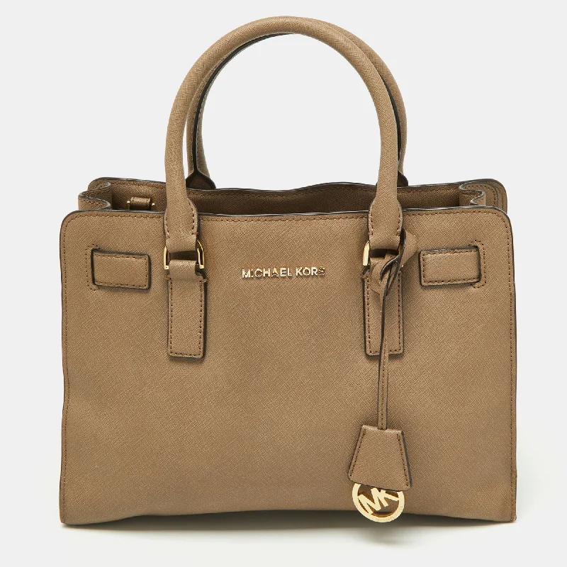 Beige Leather Hamilton East West Tote