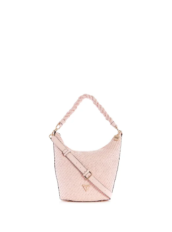 Pink Woven Hassie Bucket Hobo Satchel