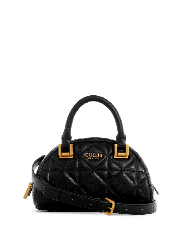 Black Quilted Mildred Mini Bowler Bag