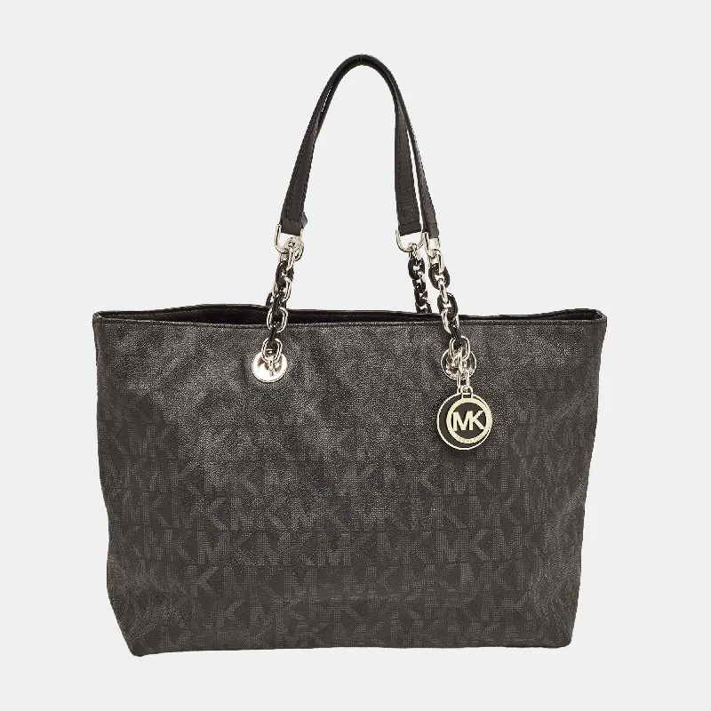 Black Signature Coated Canvas Cynthia Large Tote