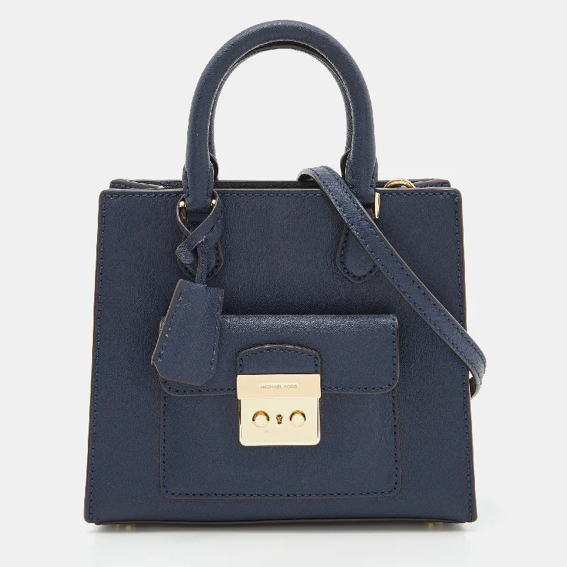 Blue Leather Mini Bridgette Tote