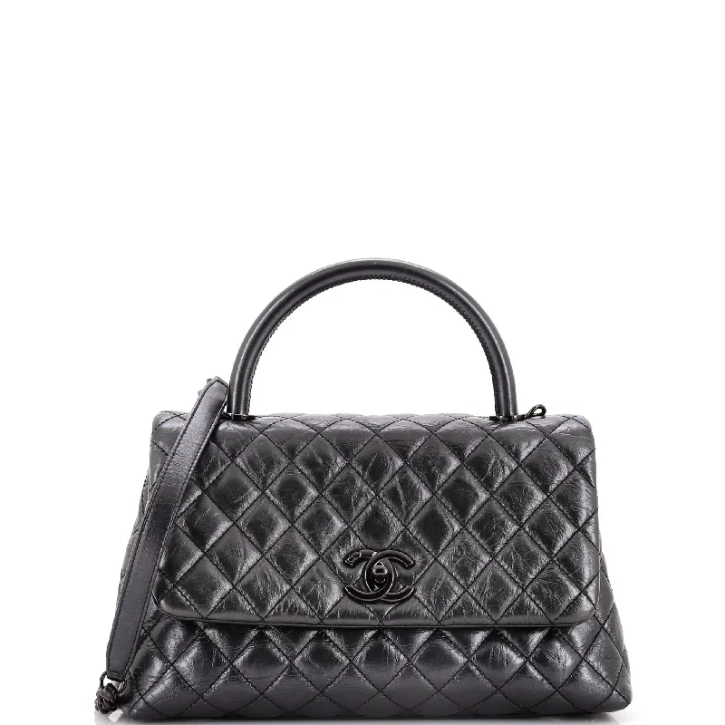 Coco Top Handle Bag Quilted Aged Calfskin Small