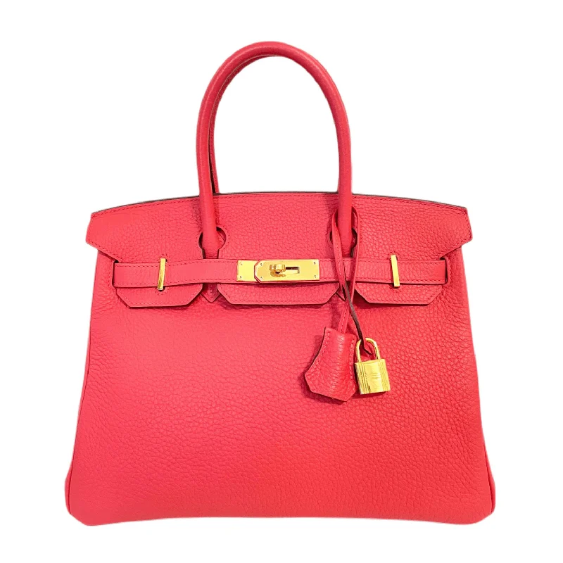 Hermes 30 cm Rose Jaipur Clemence Birkin with Gold Hardware