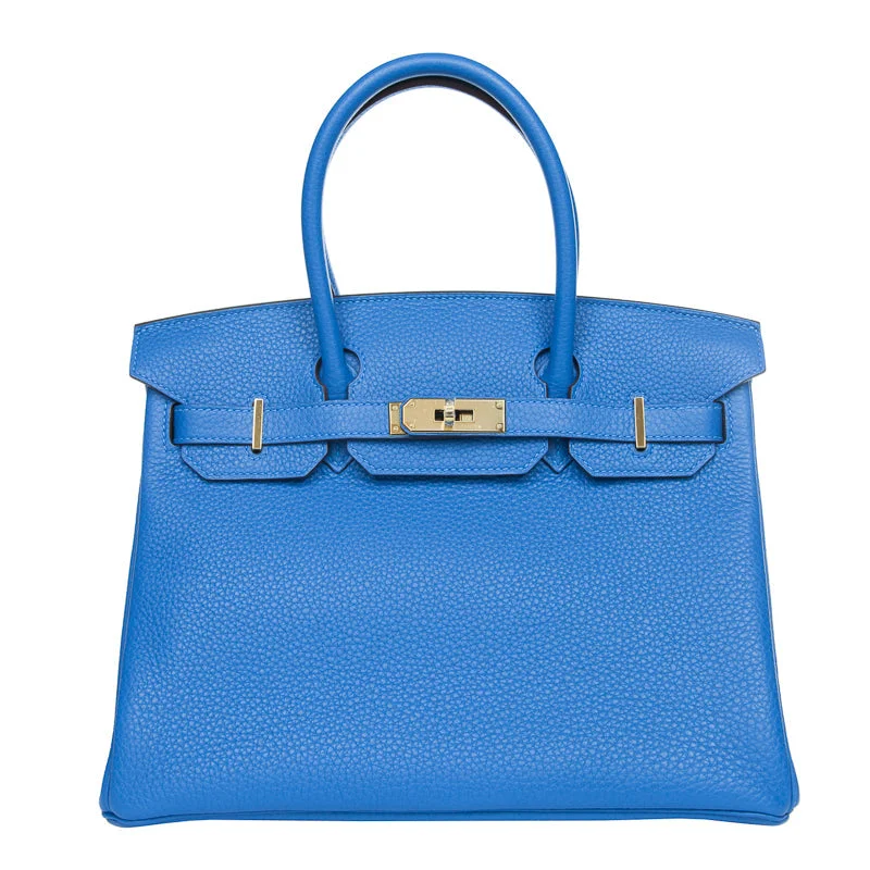 Hermès 30cm Birkin Mykonos Clemence Leather Palladium Hardware