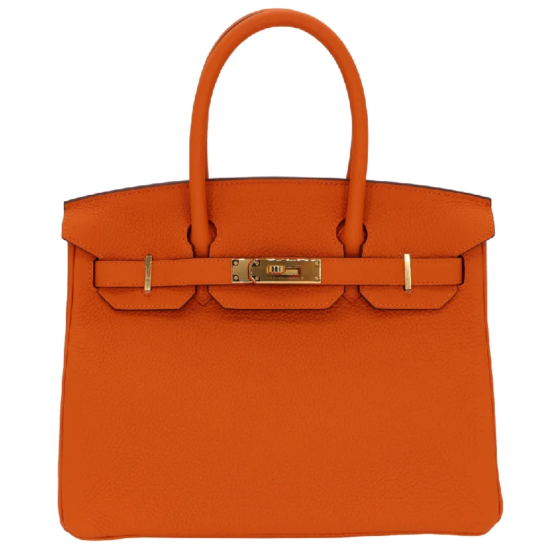 Hermès 30cm Birkin Orange Clemence Leather Gold Hardware