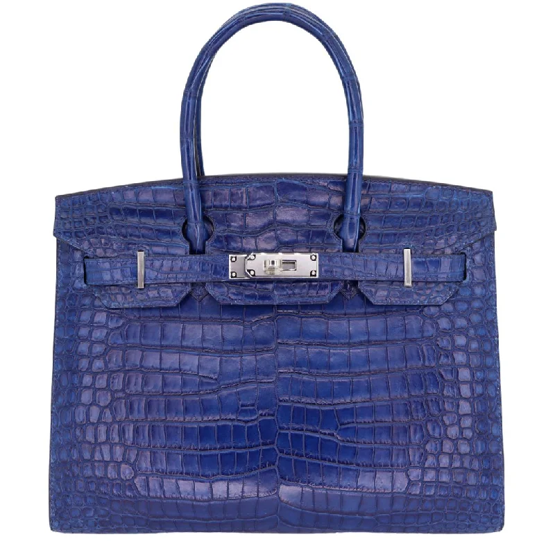 Hermès 30cm Birkin Sellier Indigo Aizome Matte Porosus Crocodile Palladium Hardware