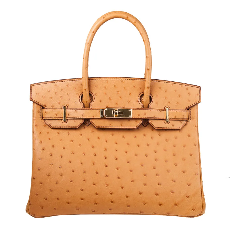 Hermès 30cm Birkin Tabac Camel Ostrich Gold Hardware