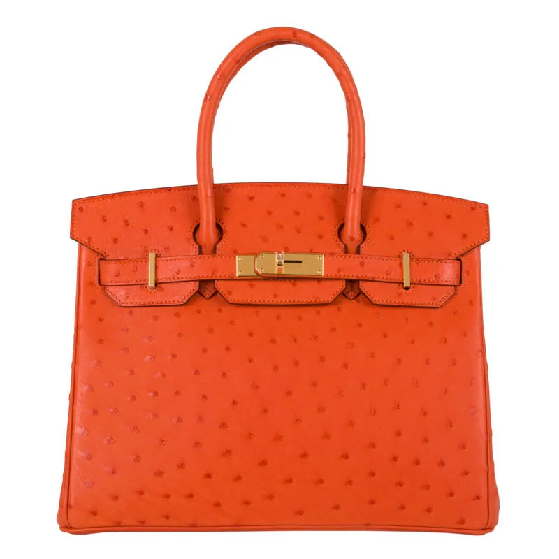 Hermès 30cm Birkin Tangerine Ostrich Gold Hardware