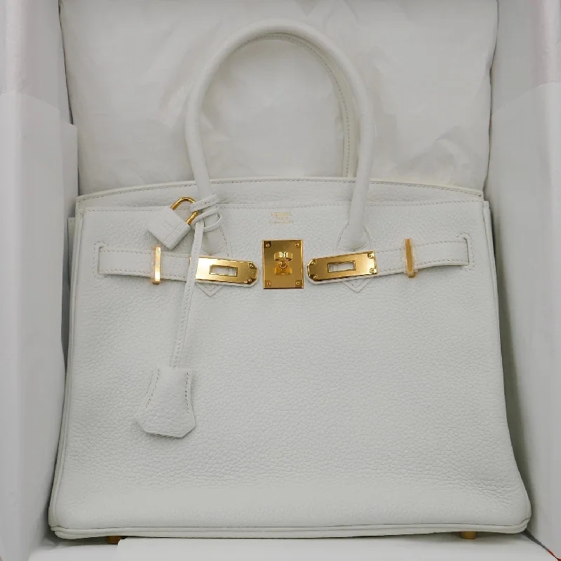 Hermès 30cm Birkin White Clemence Leather Gold Hardware