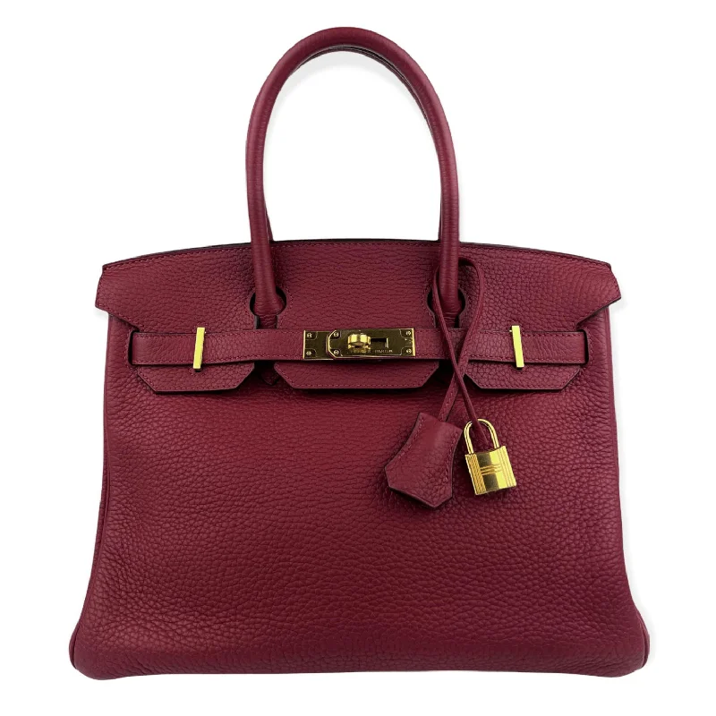 Hermes 30cm Rouge Grenate Clemence Birkin w/ Gold Hardware