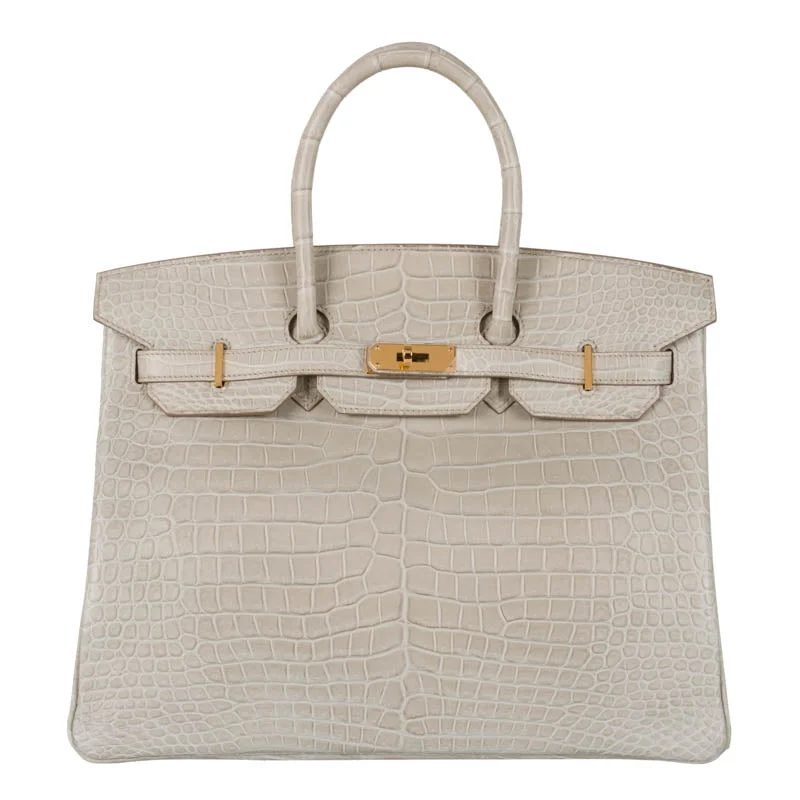 Hermès 35cm Birkin Beton Porosus GHW