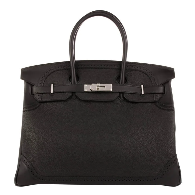 Hermès 35cm Birkin Black Ghillies PHW