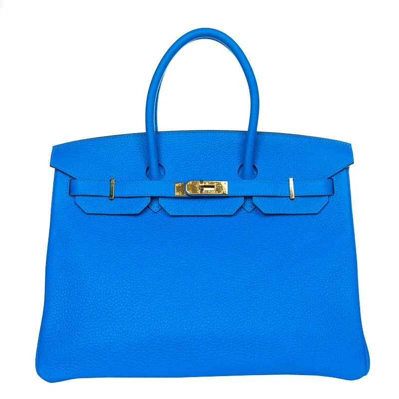 Hermès 35cm Birkin Bleu Hydra Clemence GHW