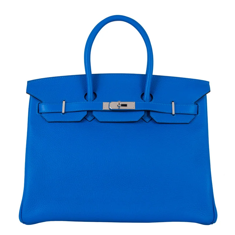 Hermès 35cm Birkin Bleu Hydra Clemence PHW