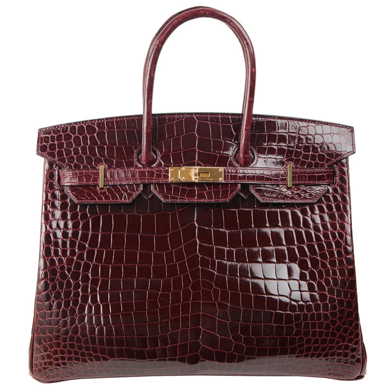 Hermès 35cm Birkin Bordeaux Porosus GHW