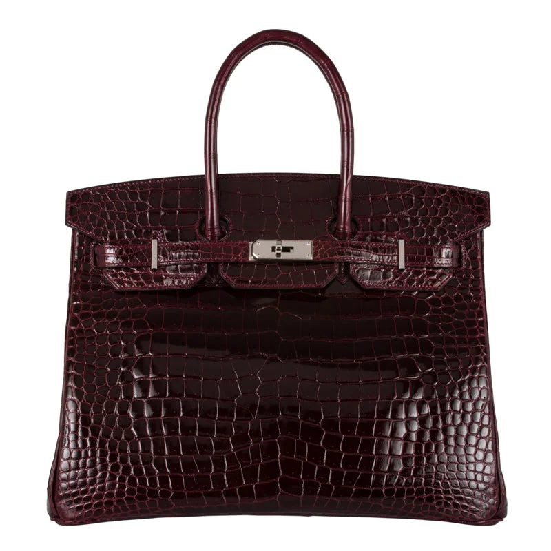 Hermès 35cm Birkin Bordeaux Porosus PHW