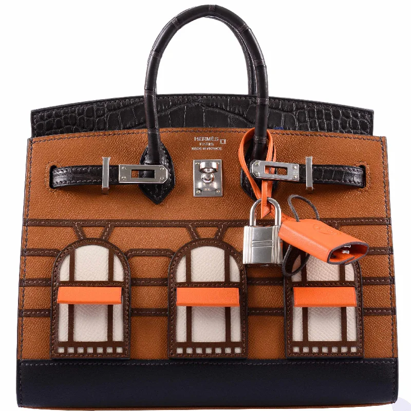 Hermès Day Faubourg Birkin 20 Sellier Gold Madame and Ebene Matte Alligator Palladium Hardware