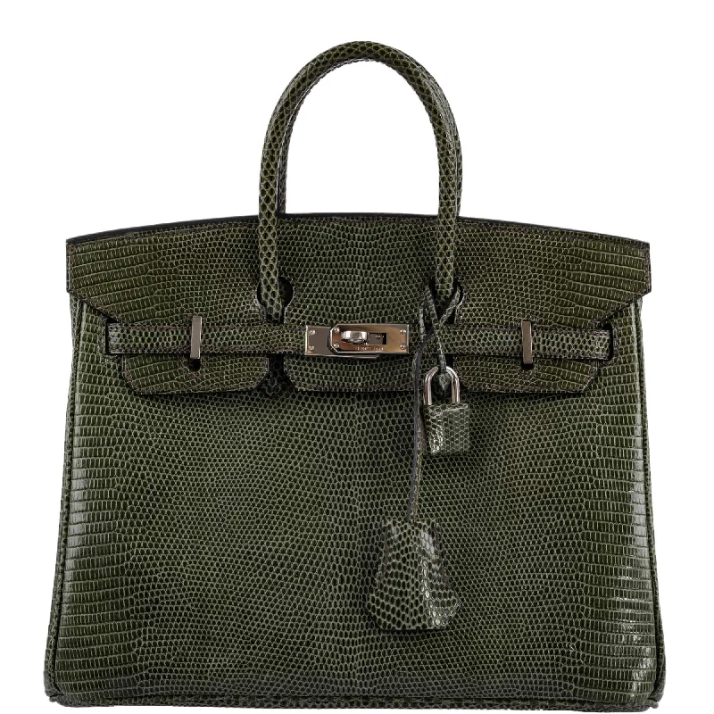 Hermès Birkin 25 Vert Olive Salvator Lizard with Palladium Hardware - 2008, L Square