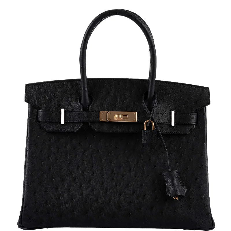 Hermès Birkin 30 Black Ostrich with Rose Gold Hardware