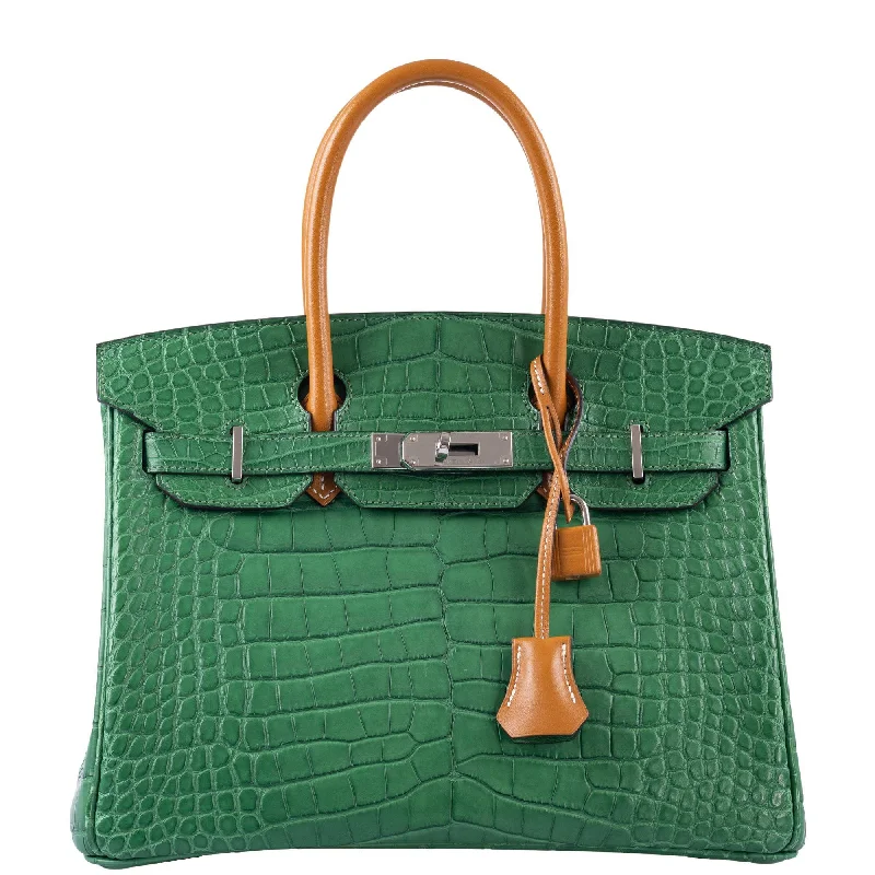 Hermès Birkin 30 Cactus Matte Alligator with Natural-Sable Matte Veau Butler and Palladium Hardware