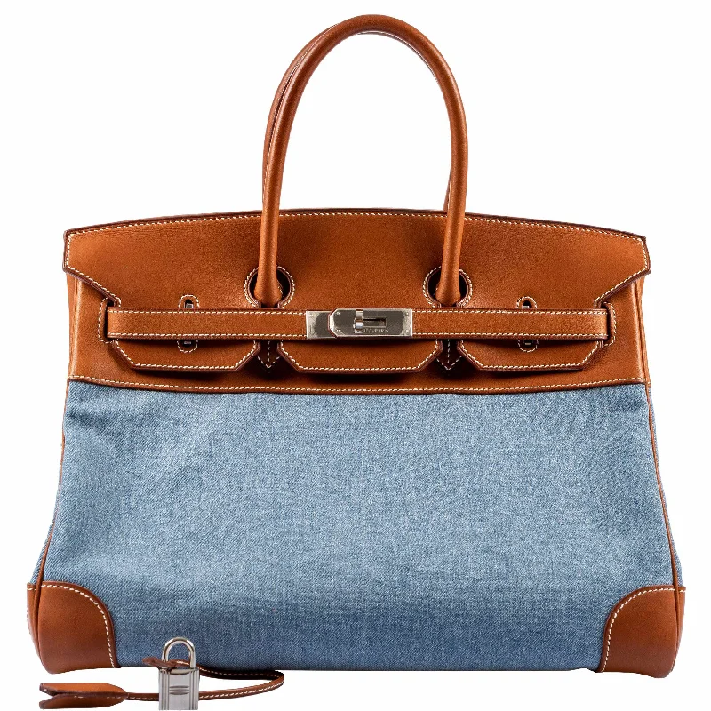 Hermès Birkin 35 Denim & Barenia Palladium Hardware - 2004