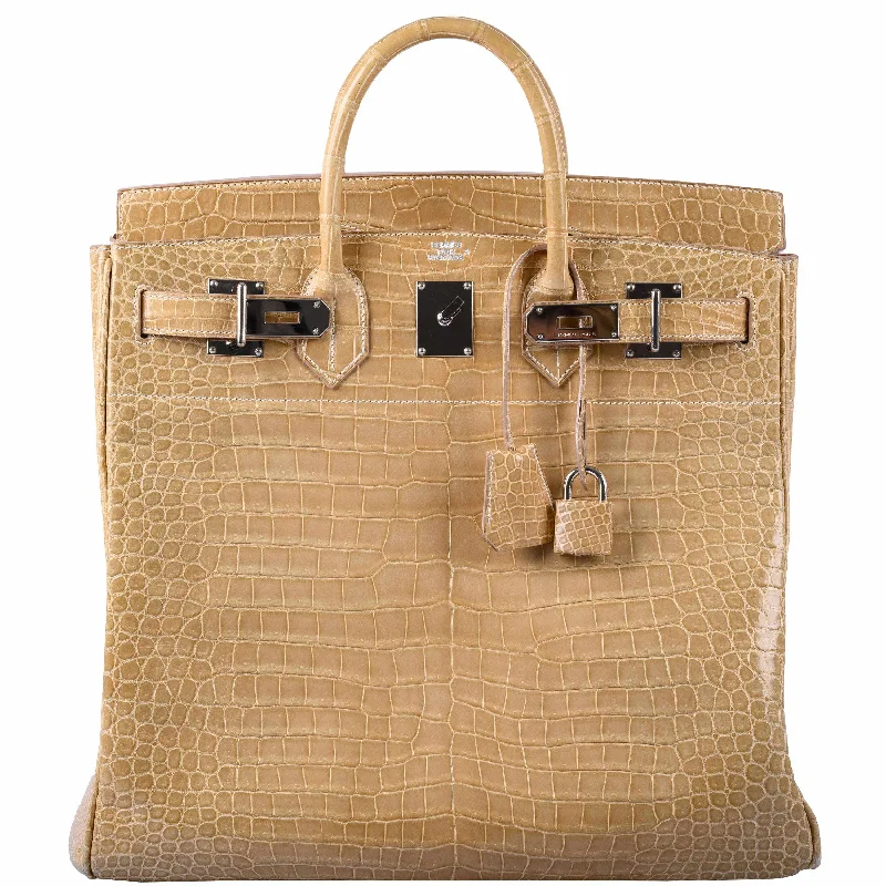 Hermès Birkin 40 HAC Poussiere Porosus Crocodile Palladium Hardware - 2006